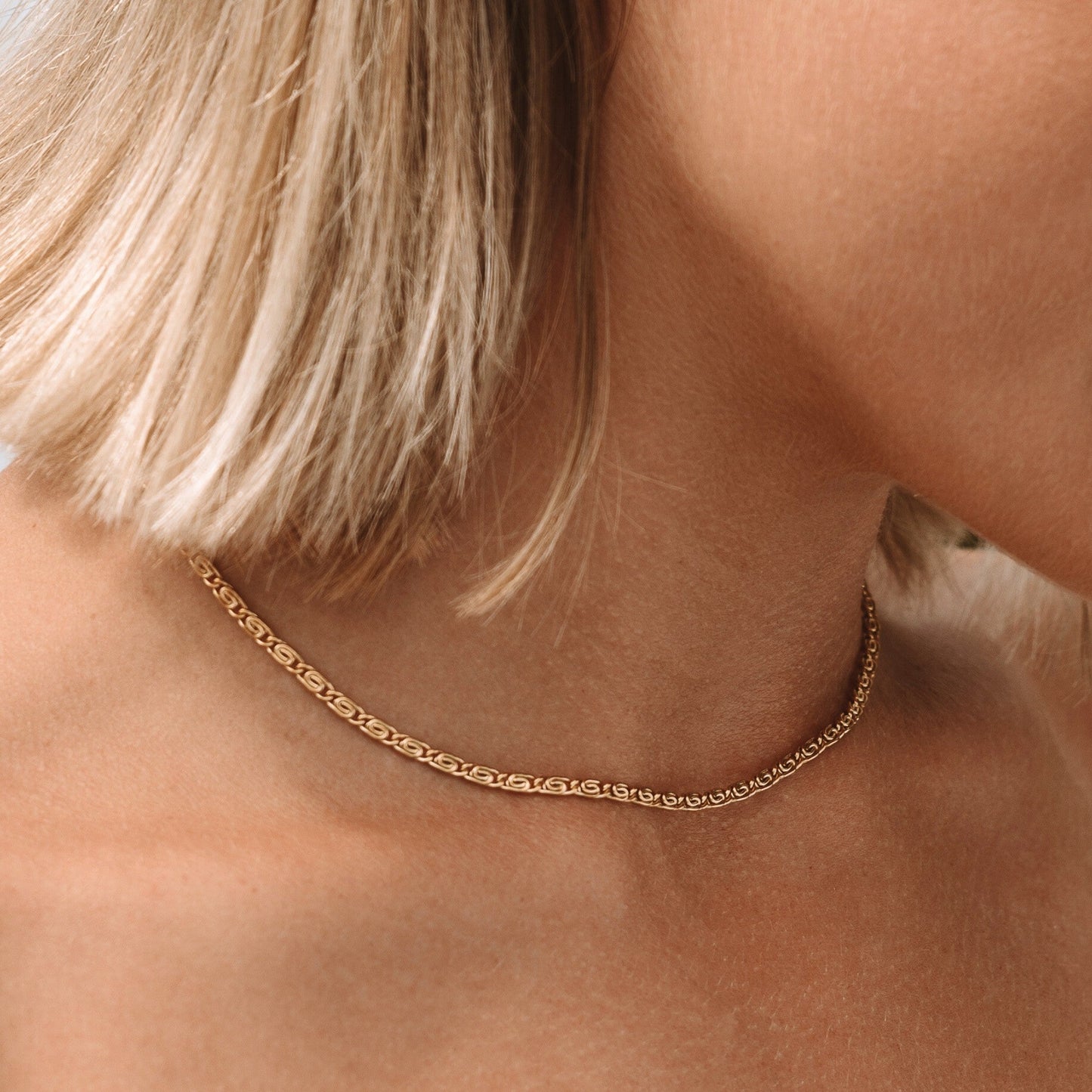 Damen Gliederkette Gold Edelstahl 18K PVD Wasserfest Verstellbare Halskette Minimalistischer Schmuck