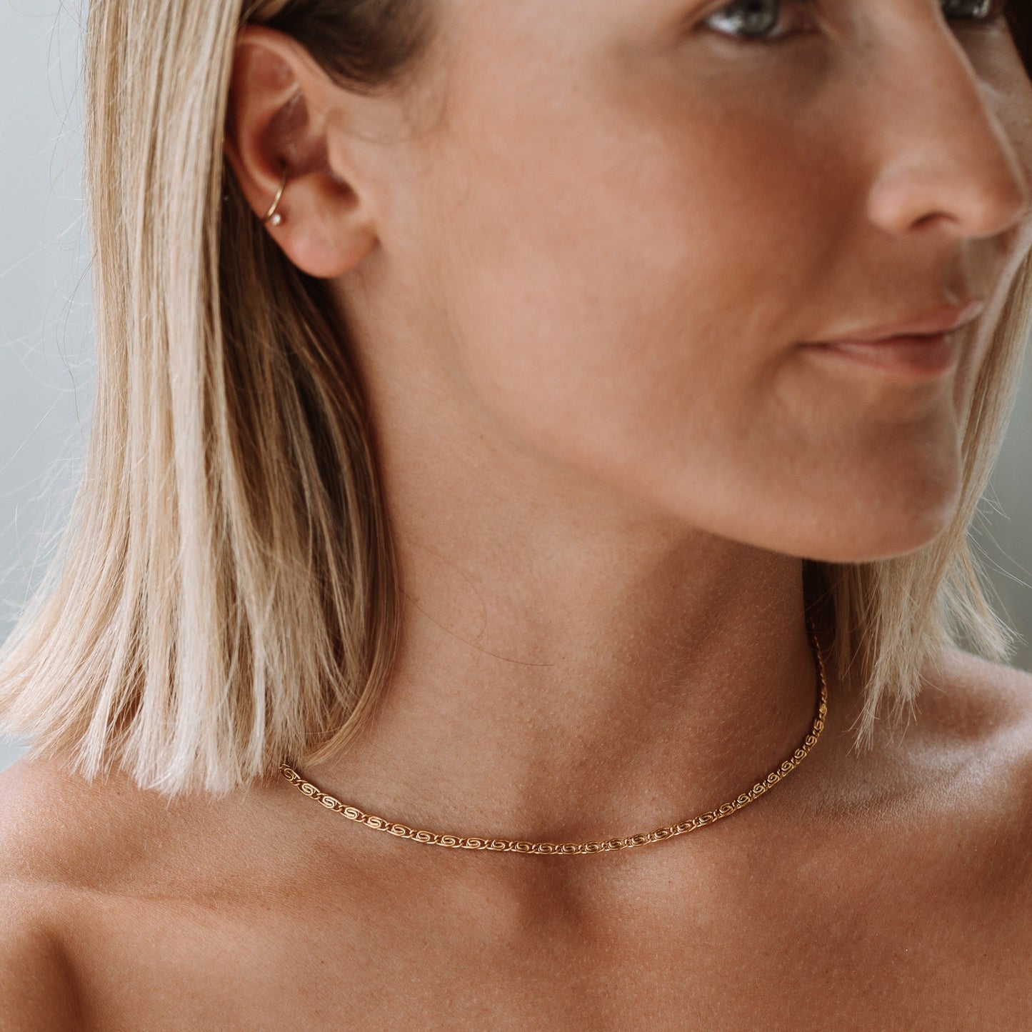 Damen Gliederkette Gold Edelstahl 18K PVD Wasserfest Verstellbare Halskette Minimalistischer Schmuck