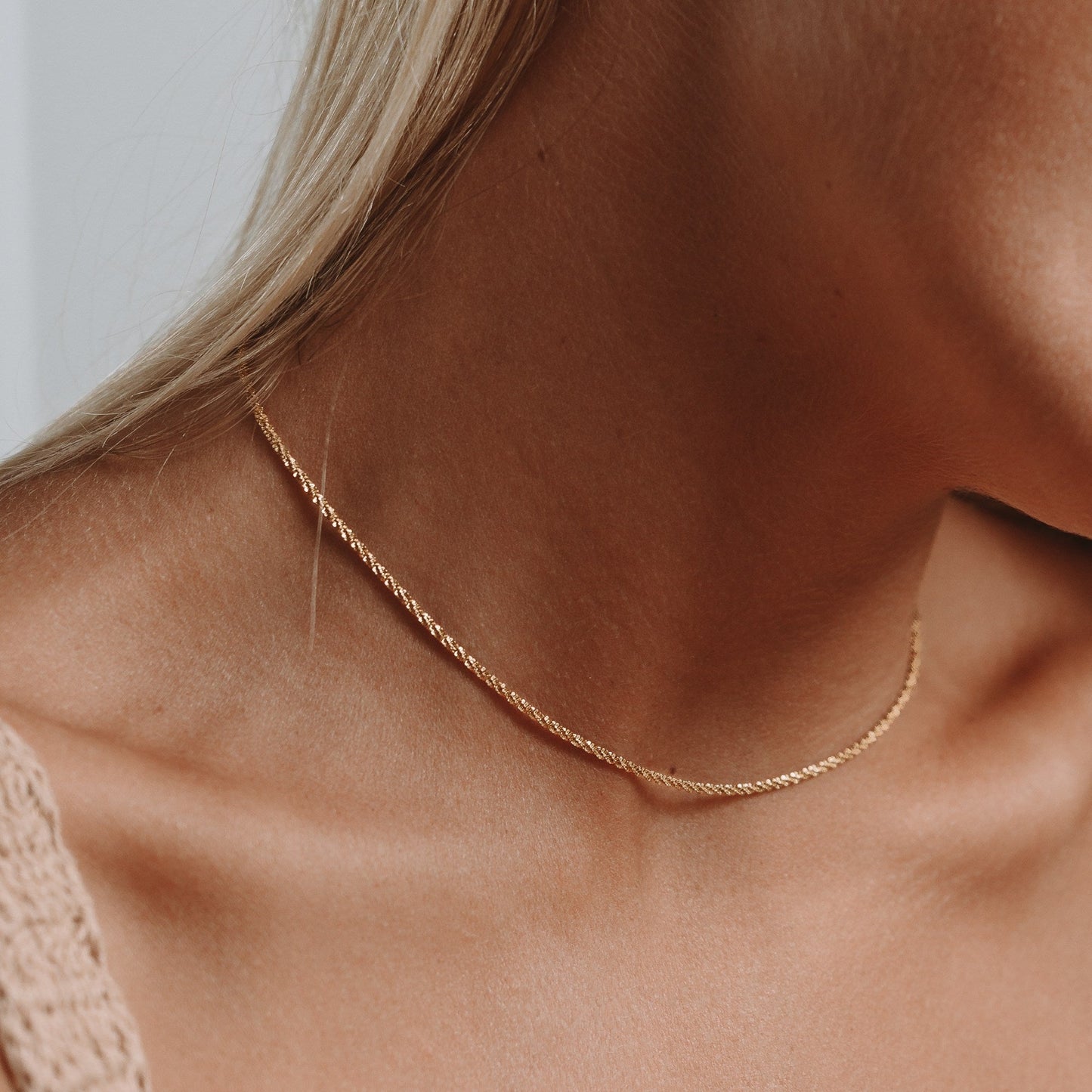 Damen Gliederkette Gold, filigrane Halskette, verstellbar, wasserfest, hypoallergen, Edelstahl Kette