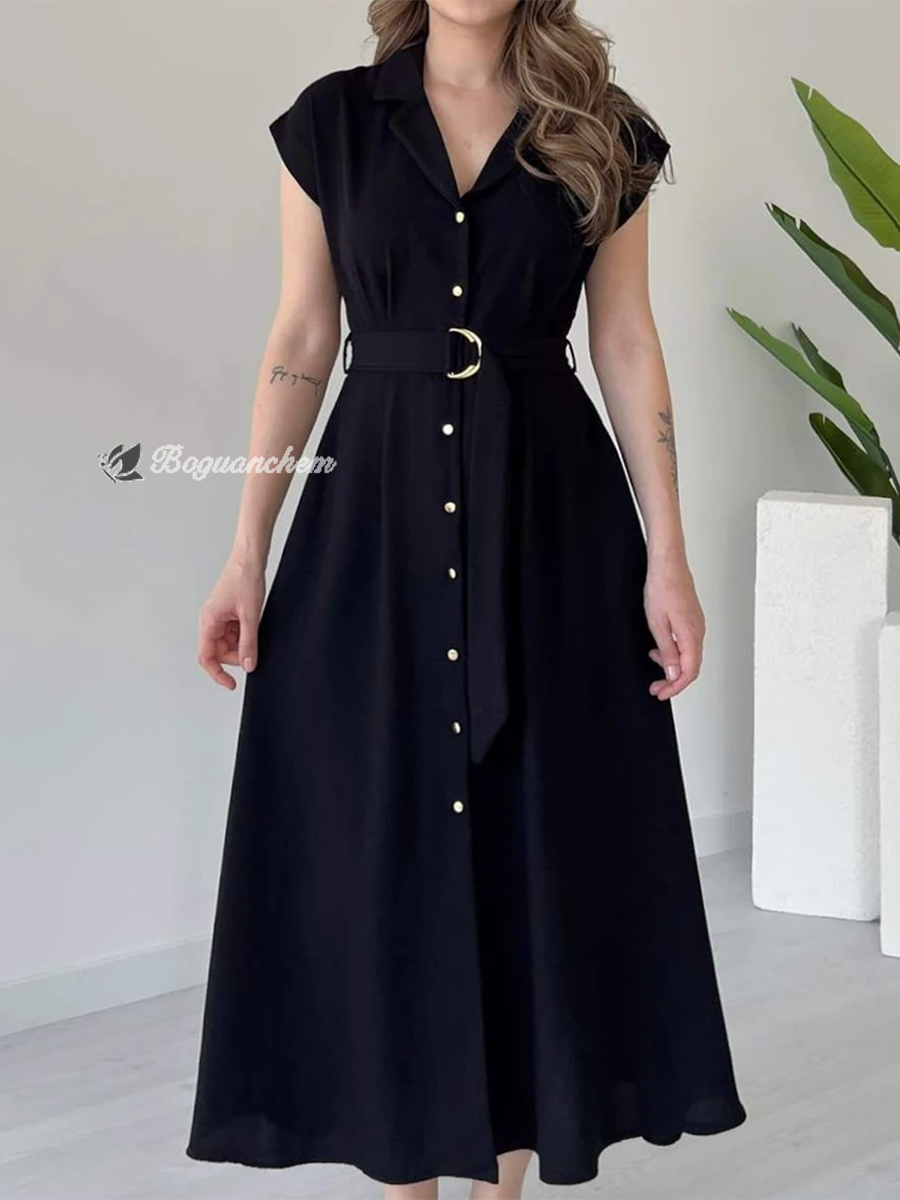 Damen Midikleid V-