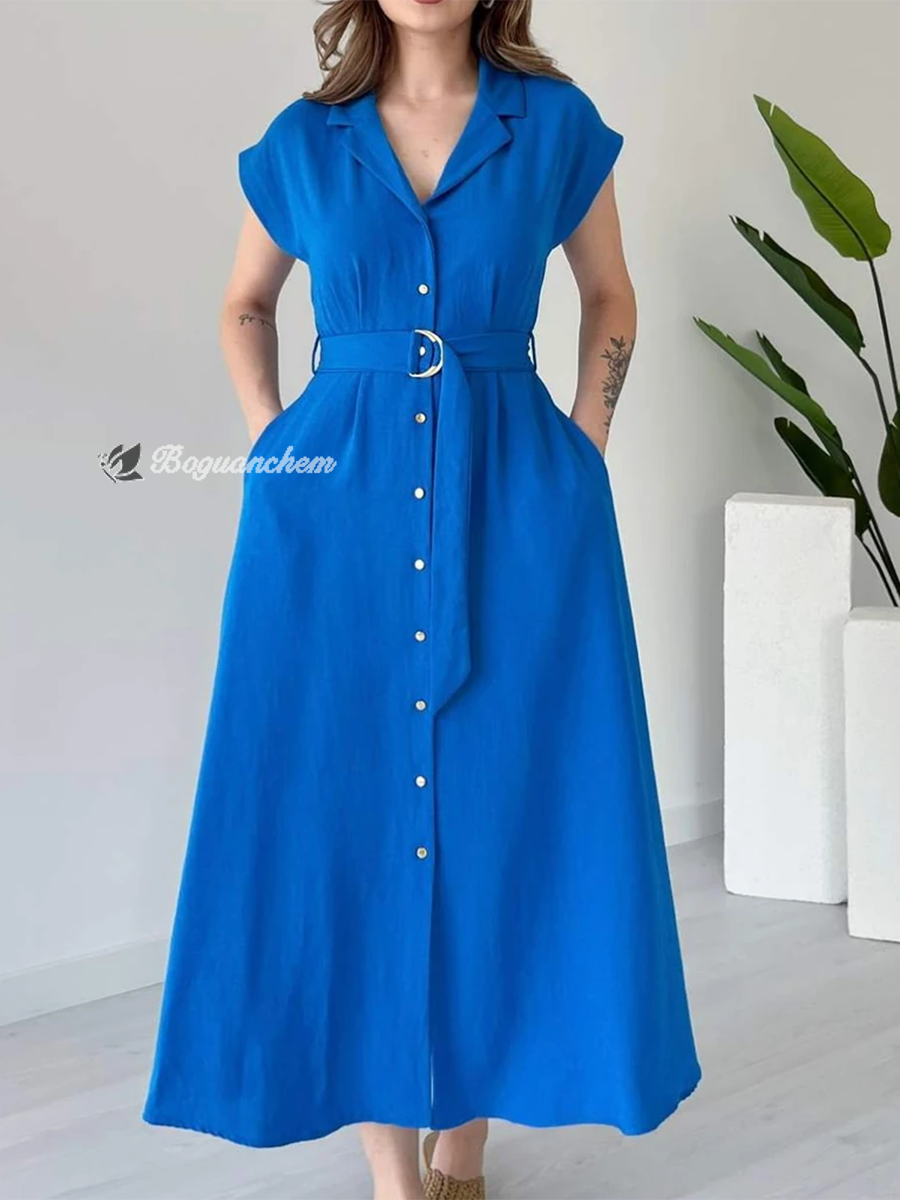 Damen Midikleid V-