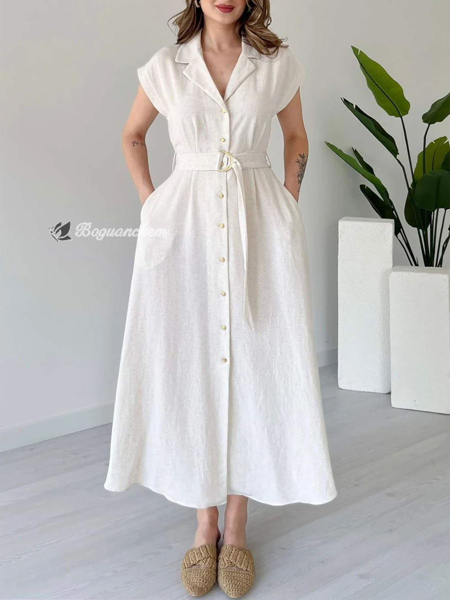 Damen Midikleid V-