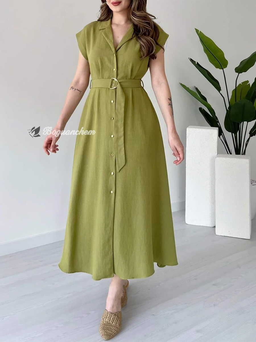 Damen Midikleid V-