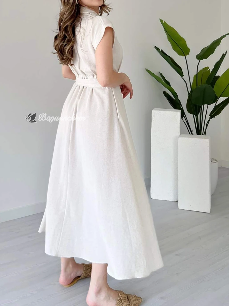 Damen Midikleid V-
