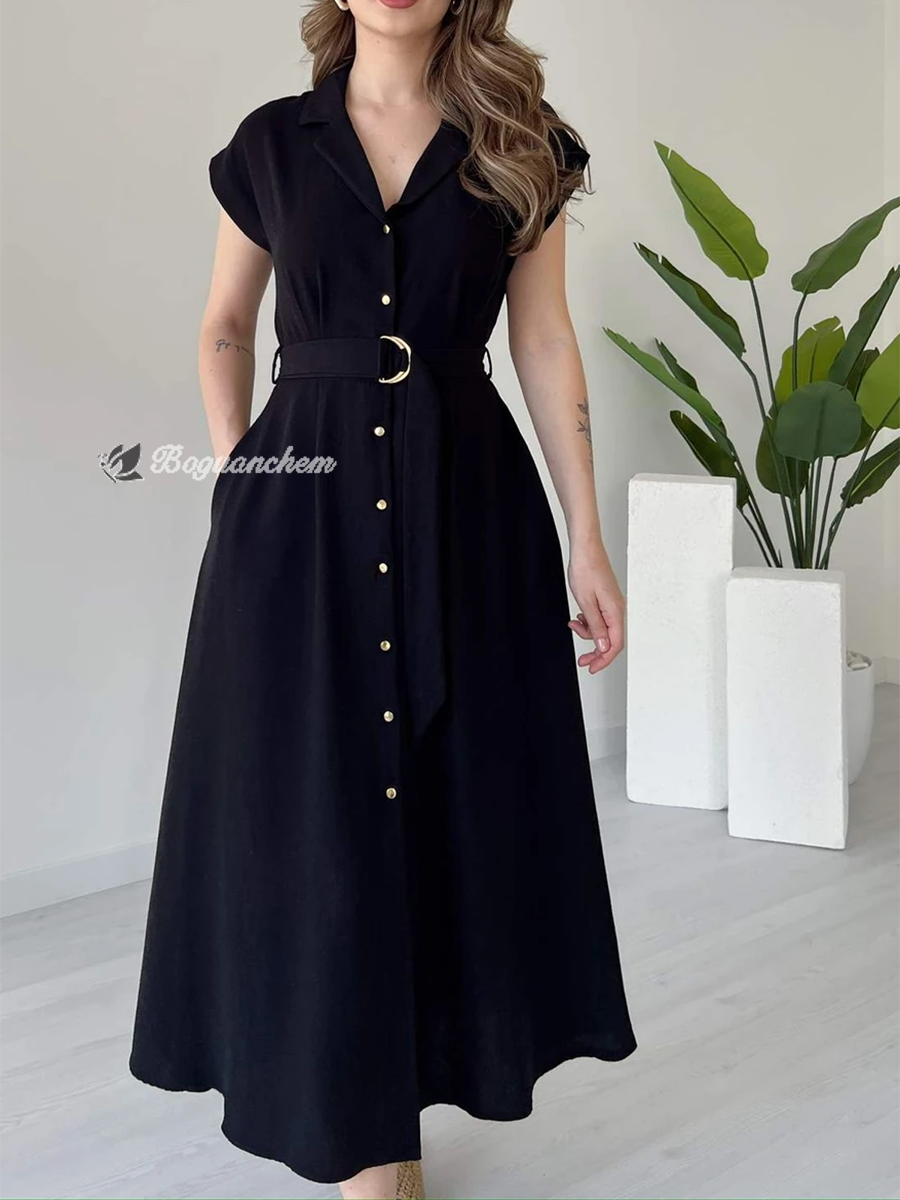Damen Midikleid V-