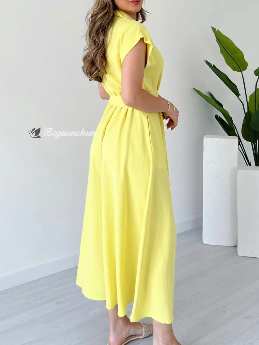 Damen Midikleid V-