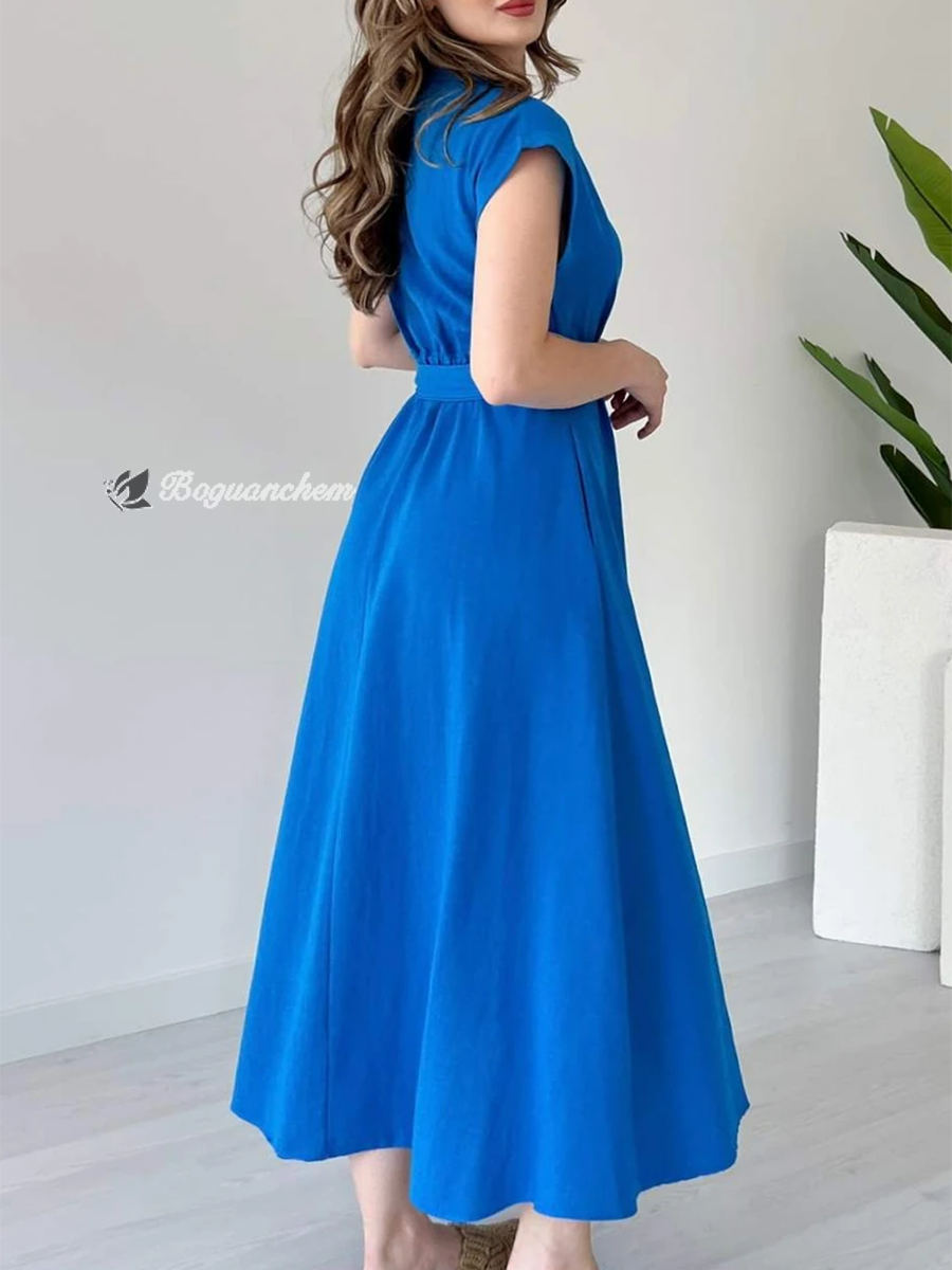 Damen Midikleid V-