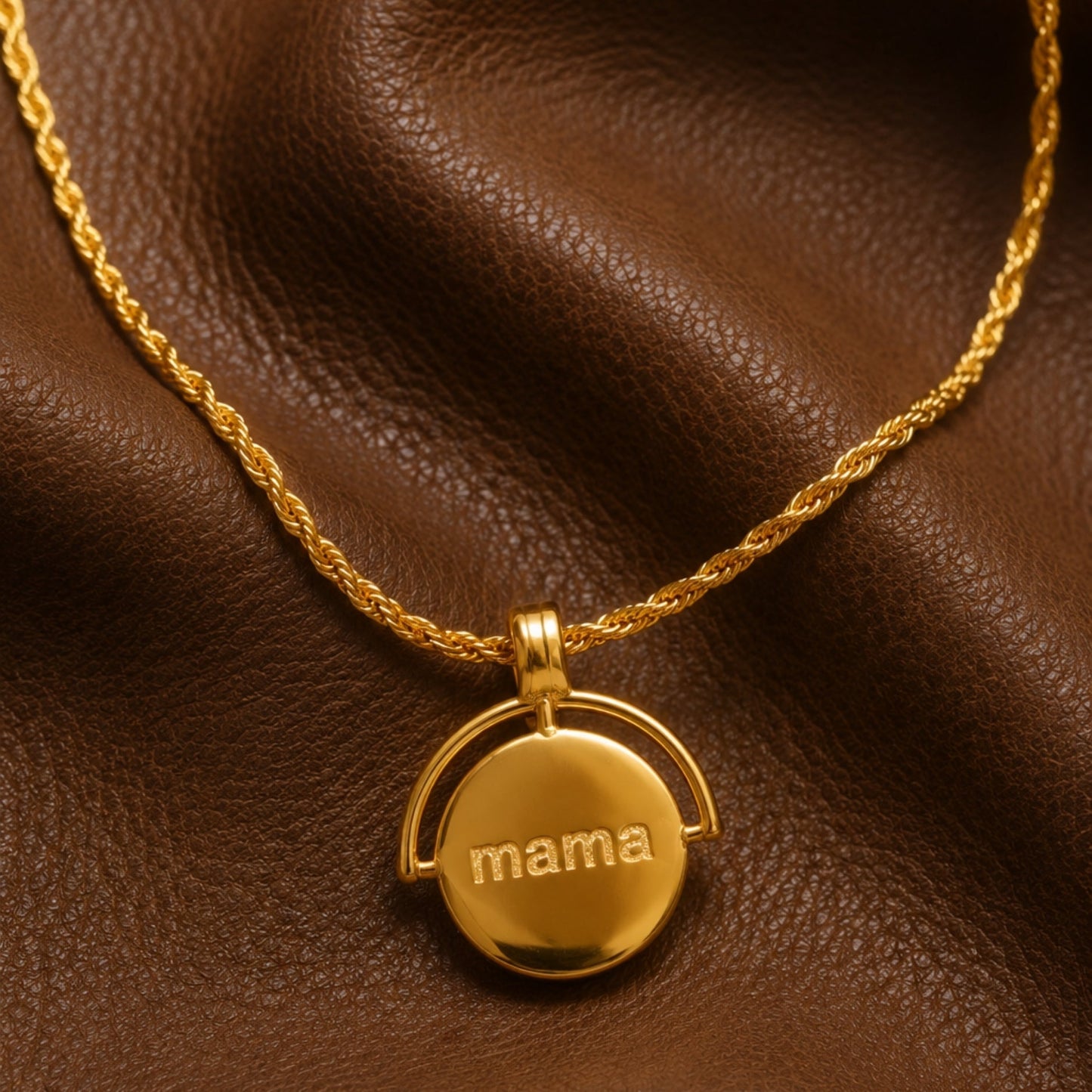 Damen Halskette Gold mit Gravur Anhänger personalisierbar Rope Chain Edelstahl wasserfest