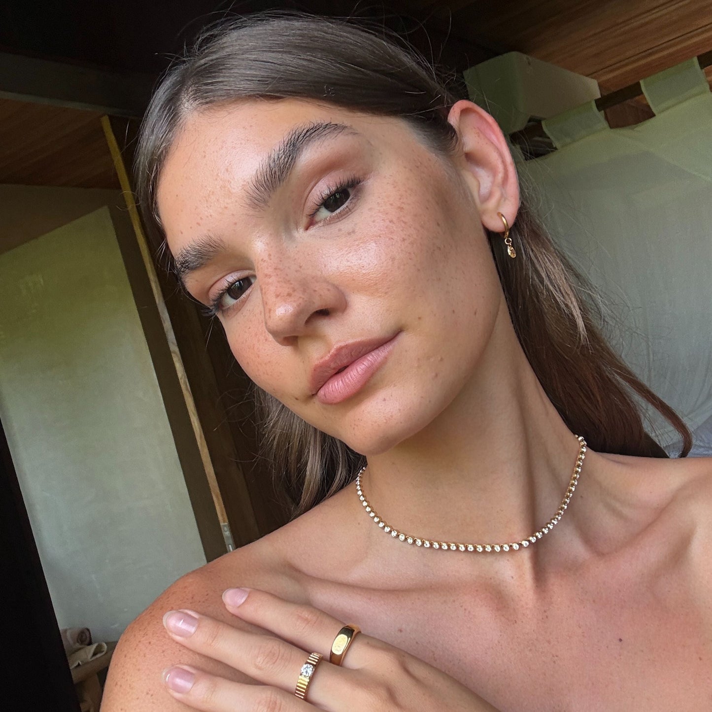 Damen Kette mit Schildkröte und Perlmutt Anhänger wasserfest